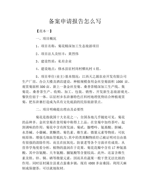 备案申请报告怎么写