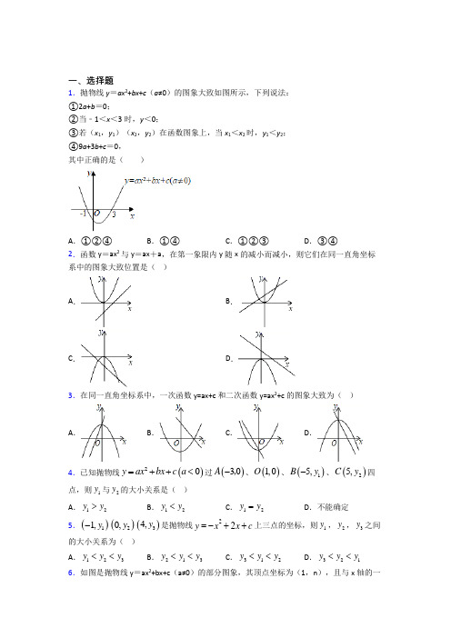 人教版初中九年级数学上册第二十二章《二次函数》知识点(含答案解析)