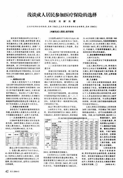 浅谈成人居民参加医疗保险的选择