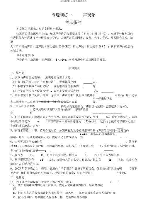 初中物理15套专题训练全