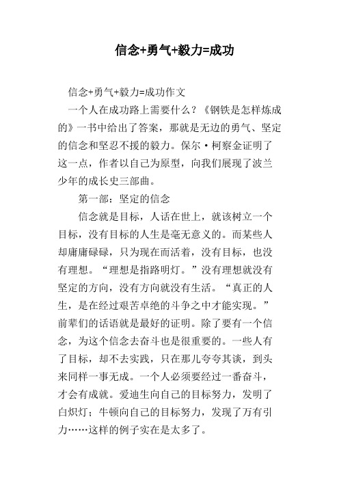 信念 勇气 毅力=成功