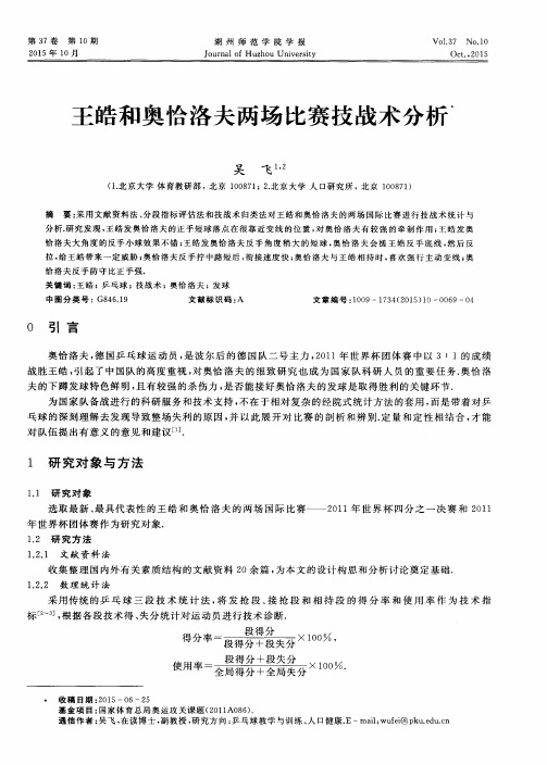王皓和奥恰洛夫两场比赛技战术分析