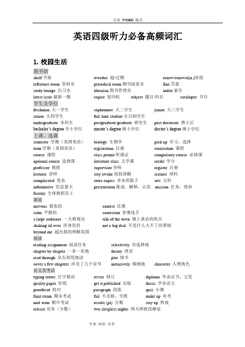 大学英语四级听力必备高频词汇