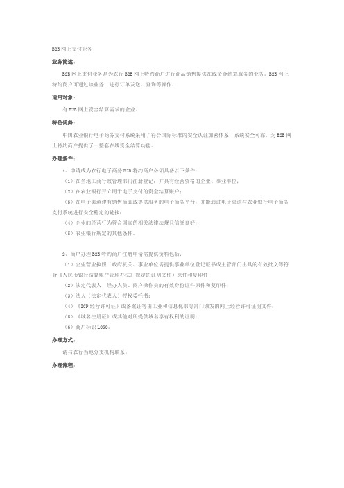 B2B网上支付业务