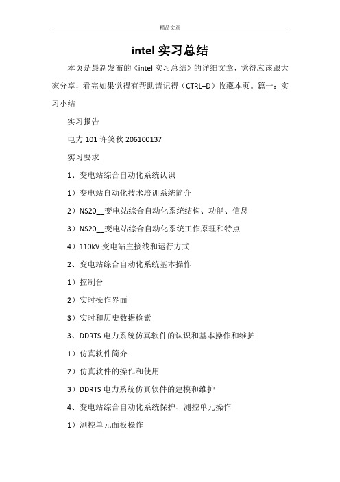intel实习总结