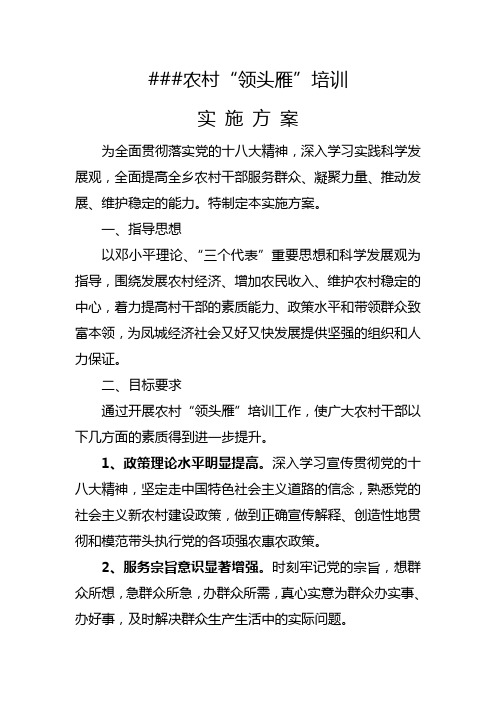 乡领头雁培训实施方案