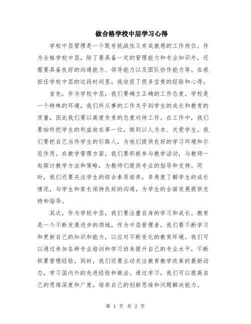 做合格学校中层学习心得