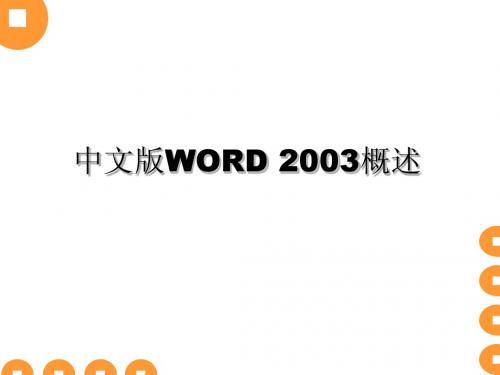 WORD 2003授课课件