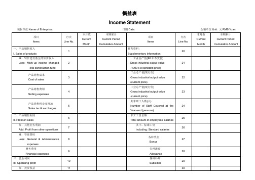 损益表_模板(中英对照)