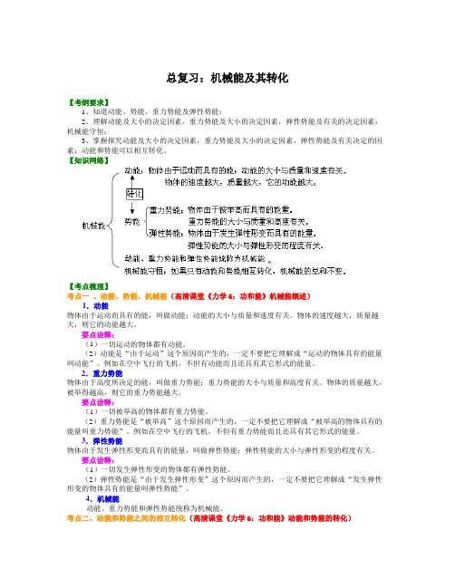 物理总复习：机械能及其转化知识讲解