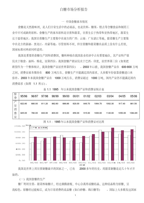 白糖市场分析报告(模板)综述