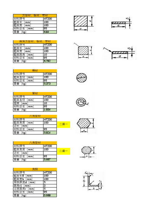 型材理论重量计算表
