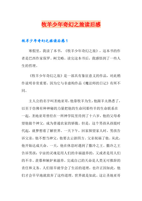 牧羊少年奇幻之旅读后感
