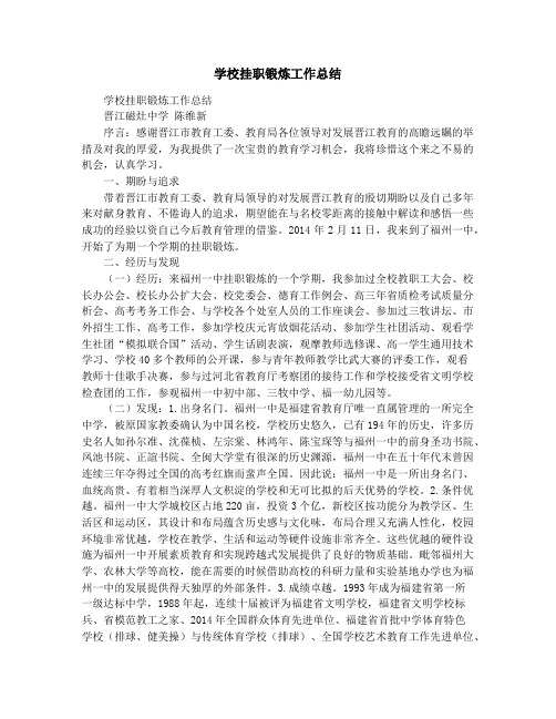 学校挂职锻炼工作总结