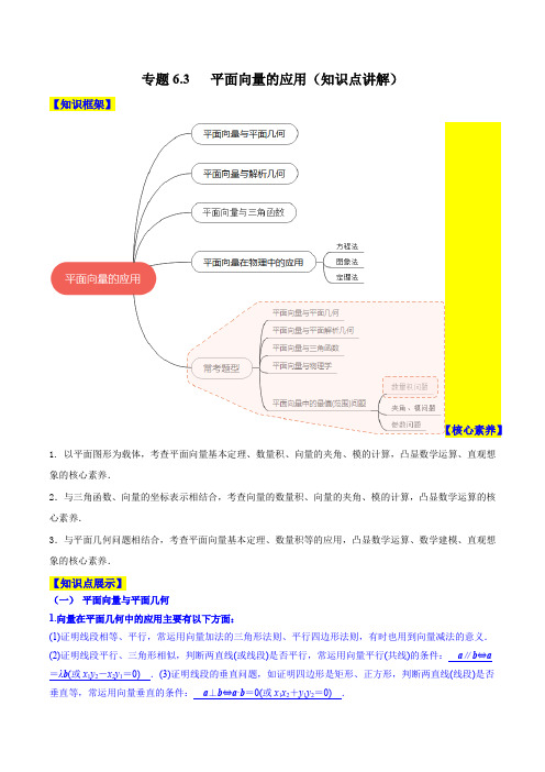 2023年新高考数学一轮复习6-3 平面向量的应用(知识点讲解)含详解