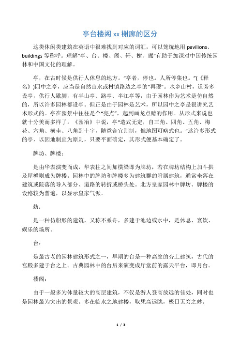 亭台楼阁轩榭廊的区分