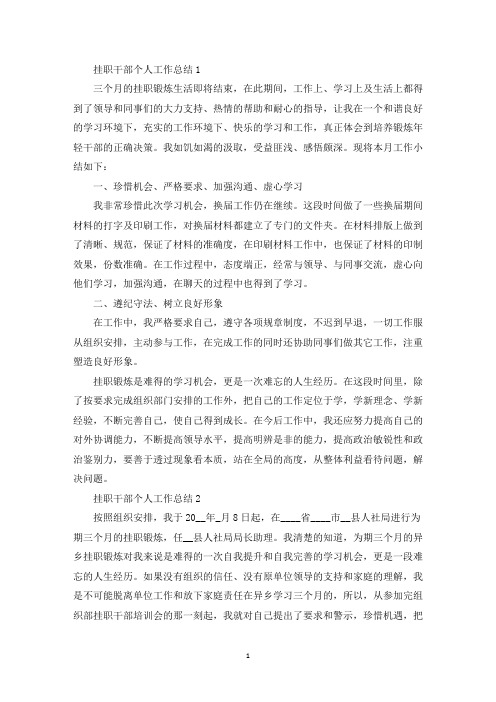 挂职干部个人工作总结大全5篇(最新)