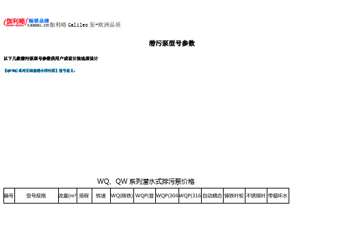 潜污泵型号参数