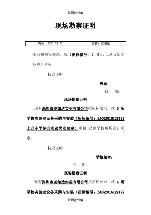 现场勘察证明之欧阳数创编