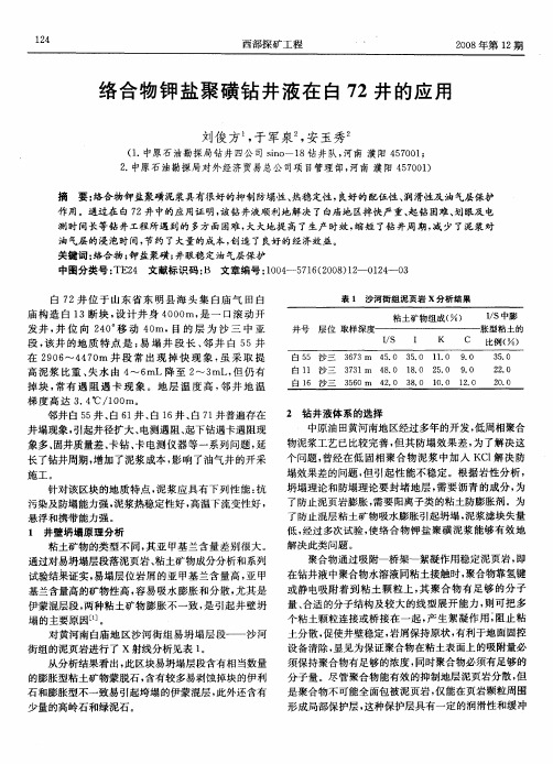 络合物钾盐聚磺钻井液在白72井的应用