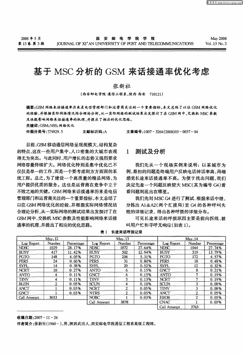基于MSC分析的GSM来话接通率优化考虑