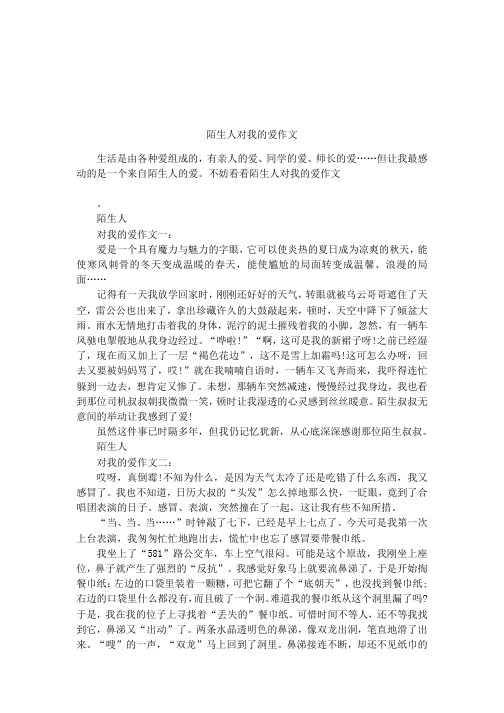 陌生人对我的爱作文