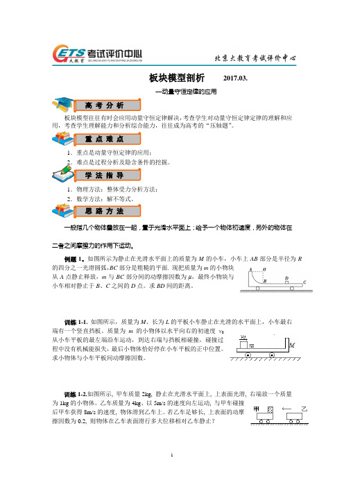 板块模型--动量守恒定律的应用  导学案    2017