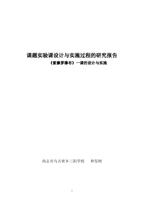 课题实验课设计与实施过程的研究报告