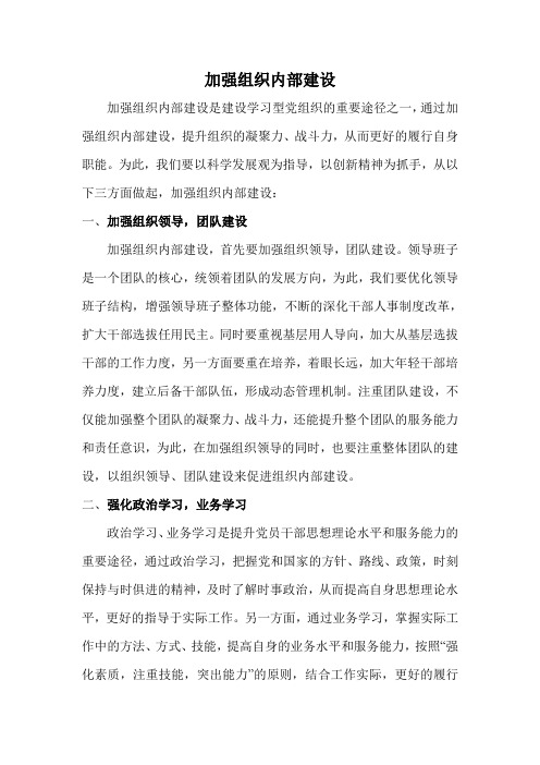 加强组织内部建设