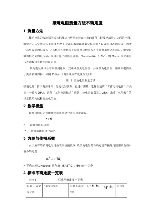 接地电阻测量方法不确定度