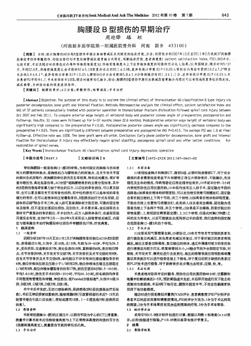 胸腰段B型损伤的早期治疗