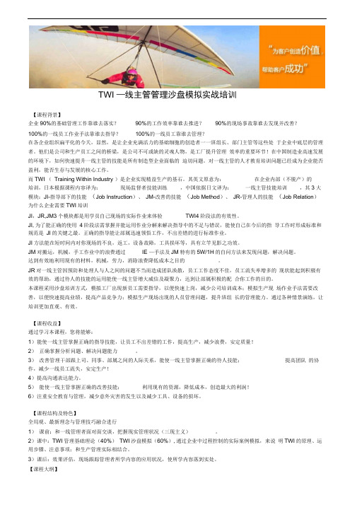 TWI一线主管管理沙盘模拟实战培训