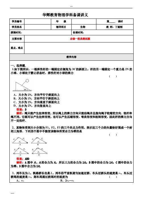 高中物理必修一经典例题附解析