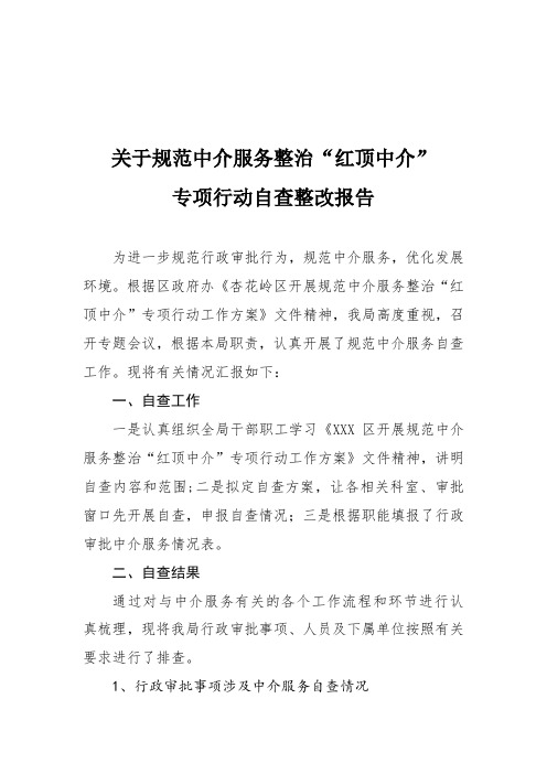 规范中介服务自查整改报告