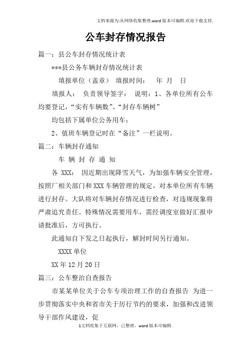公车封存情况报告doc