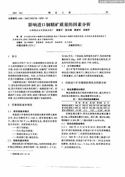 影响进口铜精矿质量的因素分析