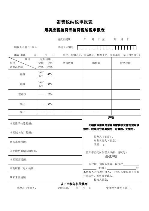 消费税纳税申报表
