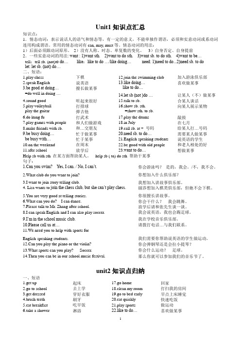 七下Unit1-12知识点汇总