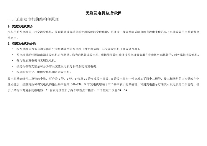 无刷发电机总成部件详解