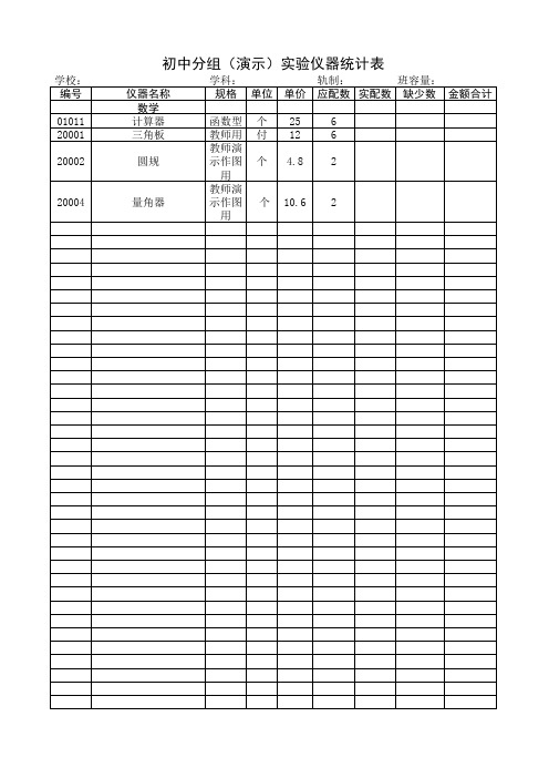 实验仪器统计表