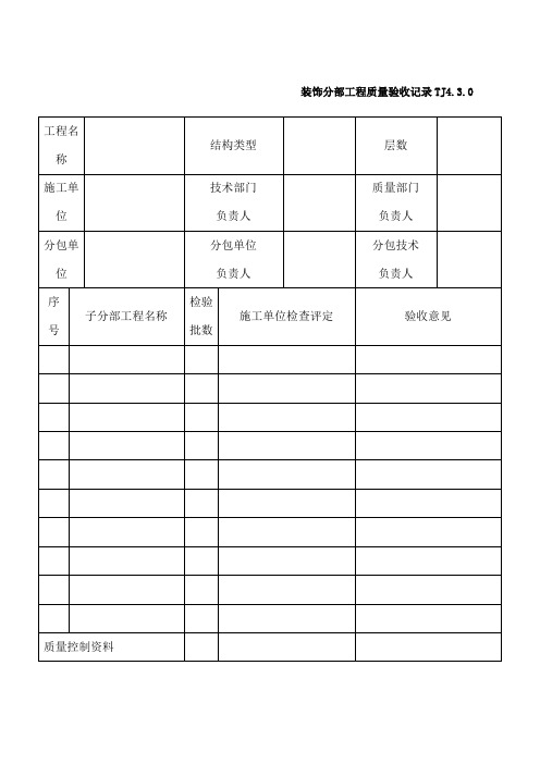 装饰分部工程质量验收记录