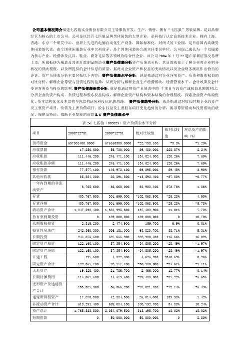 财务分析报告--以七匹狼公司为例