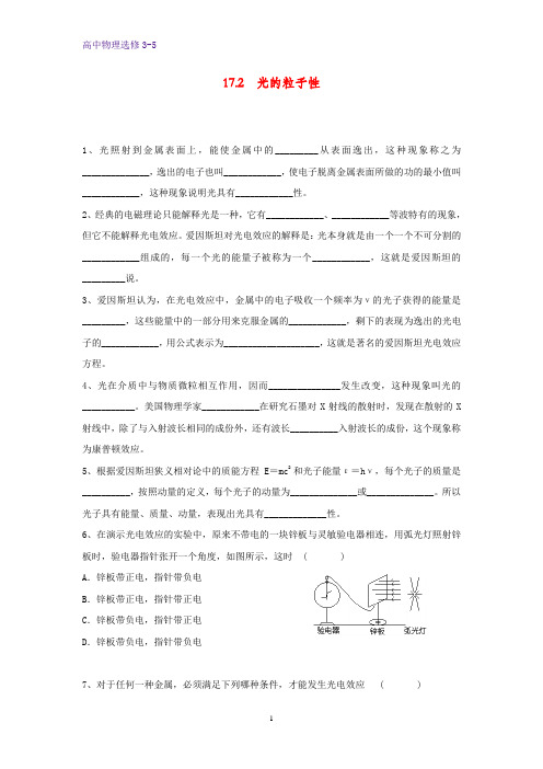 高中物理选修3-5课时作业5：17.2 光的粒子性