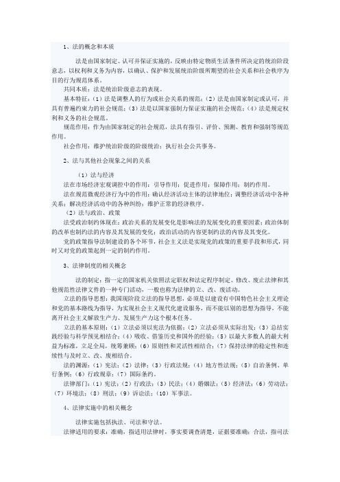 法律常识汇编——法理学、宪法、民法、刑法等
