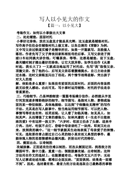 写人作文之写人以小见大的作文