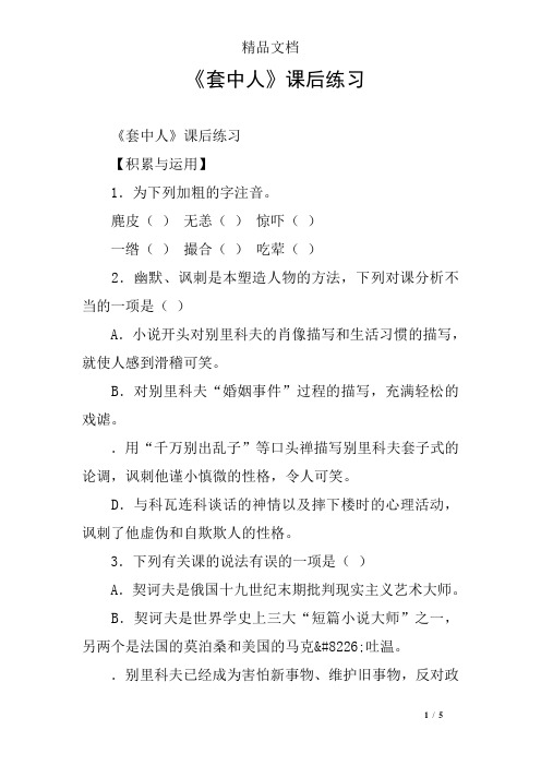 《套中人》课后练习