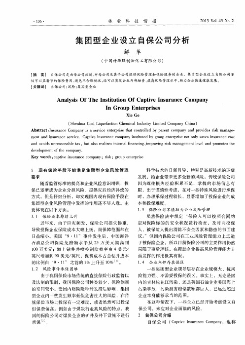 集团型企业设立自保公司分析