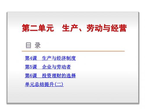 人教版新课标必修一第二单元《生产、劳动与经营》课件