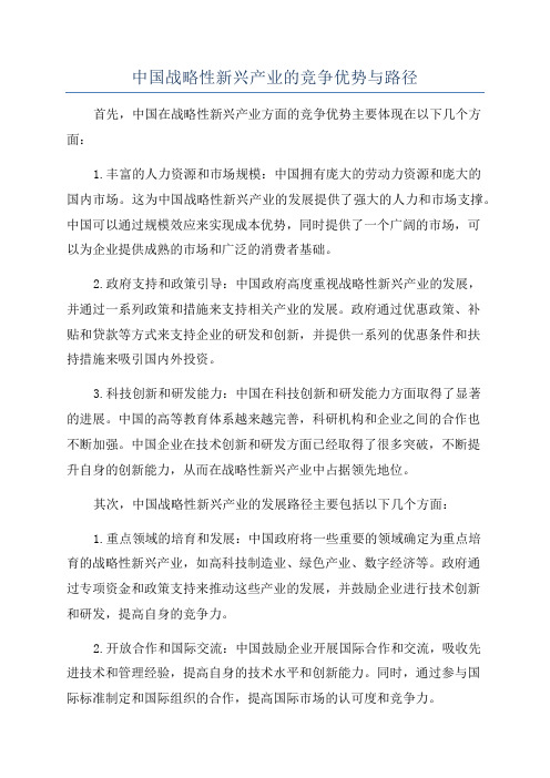 中国战略性新兴产业的竞争优势与路径