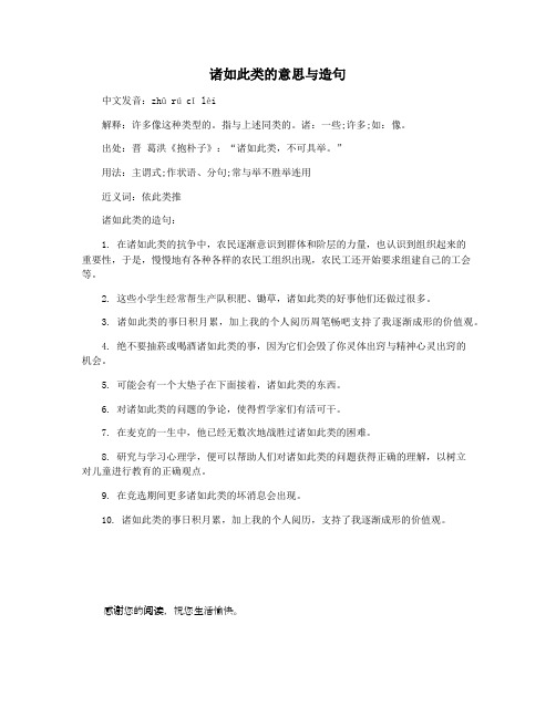 诸如此类的意思与造句